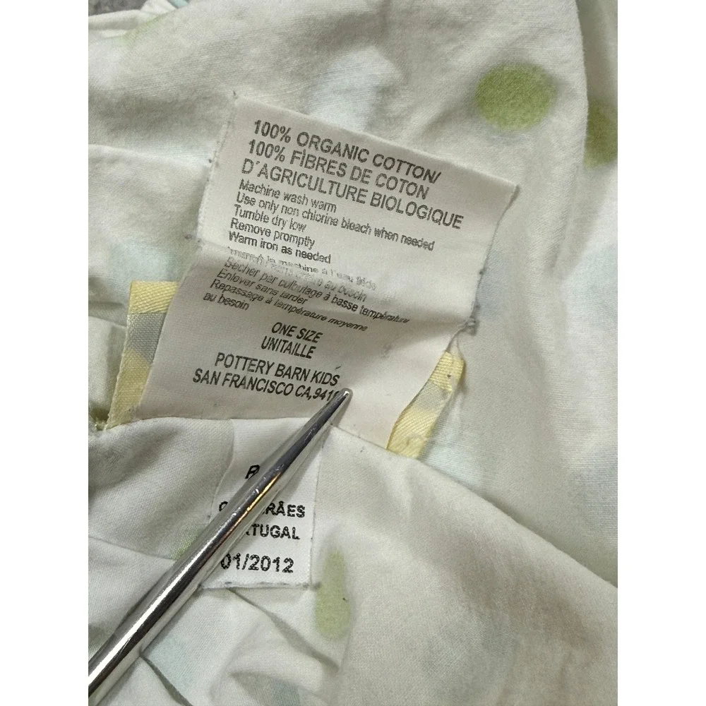 Pottery Barn Kids Organic Cotton Crib Sheet Lion Polka Dot White Green Blue